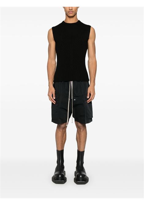 Black ribbed-knit tank top  Rick owens - men RICK OWENS | RU01E5662KEC09